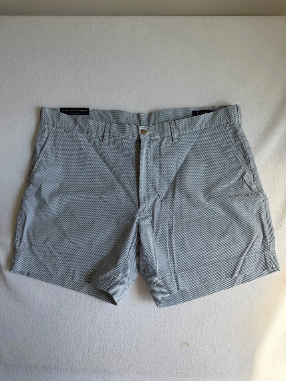 Polo Ralph Lauren Classic Fit 6” Seersucker Shorts Blue White NWT Men’s 40